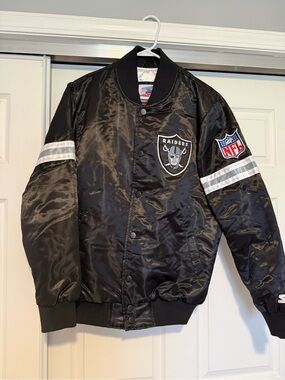 ⁠HOMAGE x Starter | Las Vegas Raiders Satin Bomber Jacket Men's Large NFL